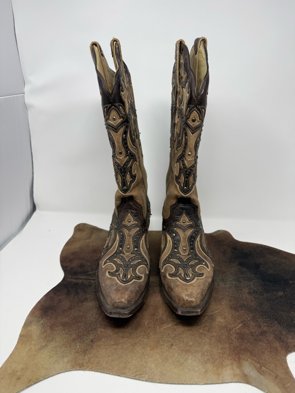 Women's Corral Boots Tan Western Embroidered Cowboy Boots Sz 8M (VTNCXE) - Picture 2 of 7